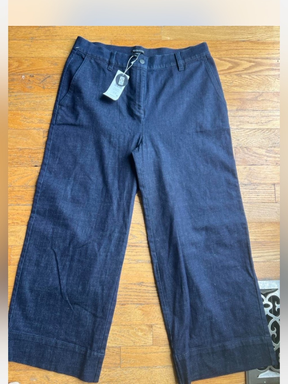 Eileen Fisher Wide‑Leg Organic Cotton Denim Jeans – NWT – Dark Indigo – Size med